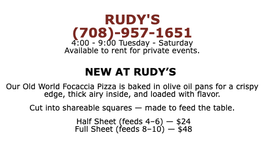 rudys sports bar balagio homewood Pizza Offer